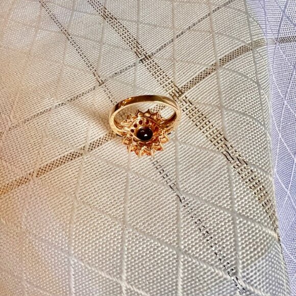 Vintage Garnet and Citrine Stone 10K Gold Ring Birthstone Healing Rings,Size 5 - Picture 10 of 11